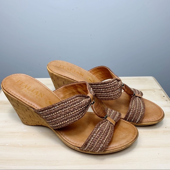 Shoes - Italian Shoemakers Gold Cork Wedge